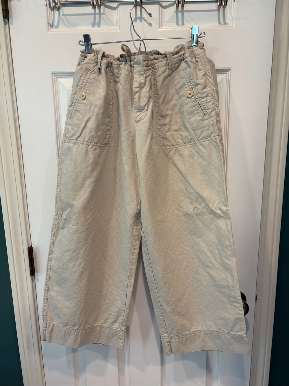GAP Light Beige Wide-Leg Chinos with Front Patch Pockets